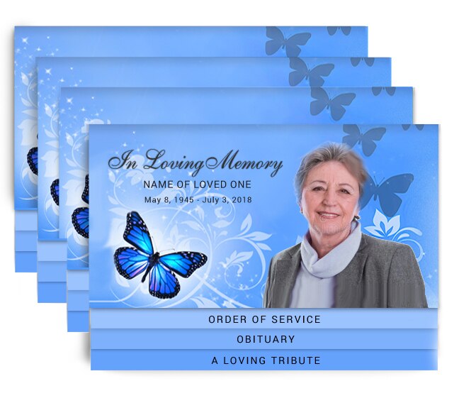 Butterfly 8-Sided Graduated Bottom Funeral Program Design & Print (Pack 50).