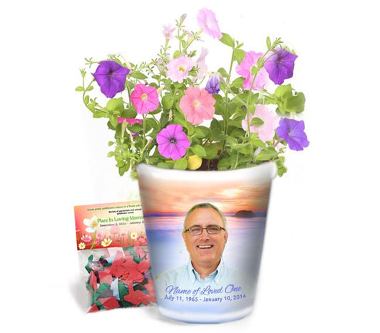 Dusk Personalized Memorial Ceramic Flower Pot.