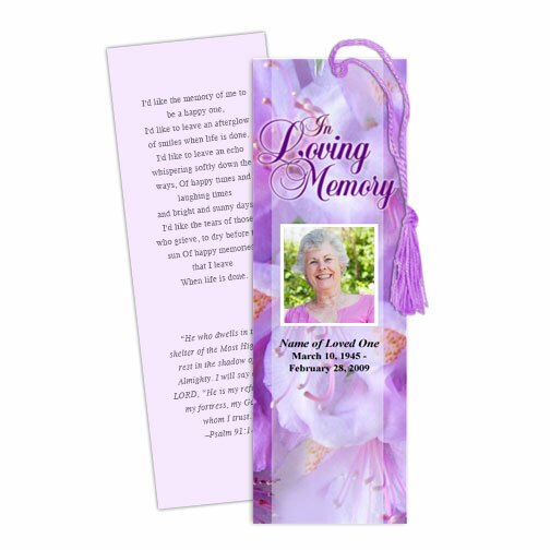 Lavender Memorial Bookmark Template.