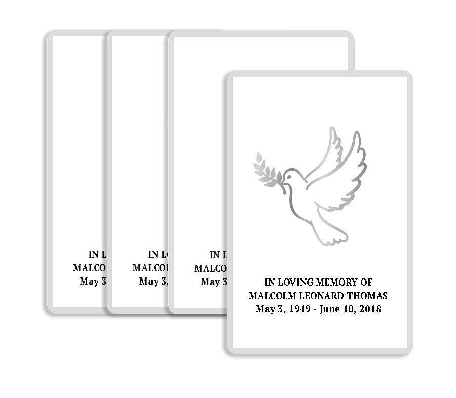 Metallic Dove Funeral Prayer Card  Design & Print (Pack of 50).