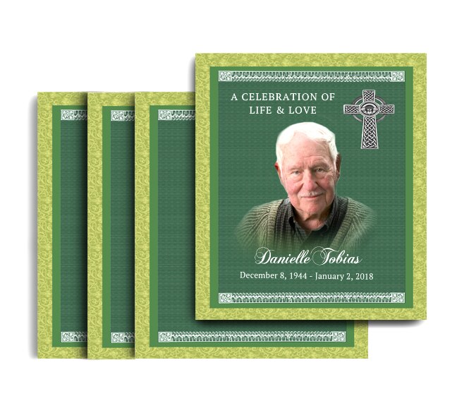 Celtic No Fold Memorial Card Design & Print (Pack of 25).