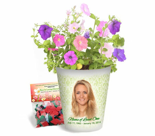 Springtime Personalized Memorial Ceramic Flower Pot.