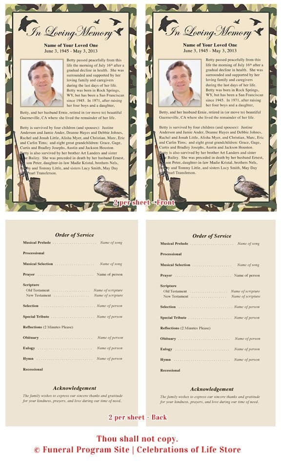 Camouflage Funeral Flyer Template.