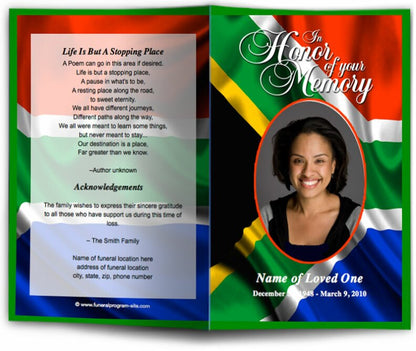 South Africa Funeral Program Template.