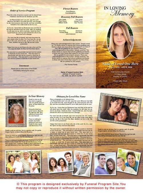 Shine TriFold Funeral Brochure Template.