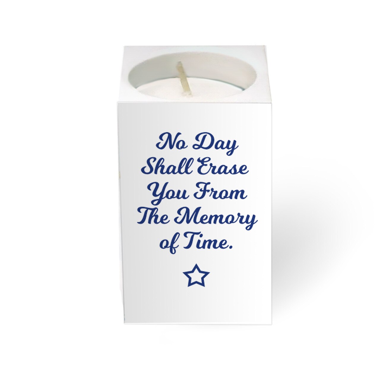 US Flag Personalized Mini Tea Light Memorial Candle & Holder.