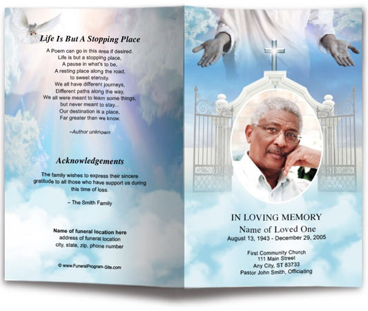 Open Arms Funeral Program Template.