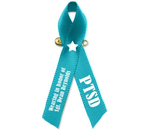 PTSD Awareness Personalized Ribbon (Teal) - Pack of 10.