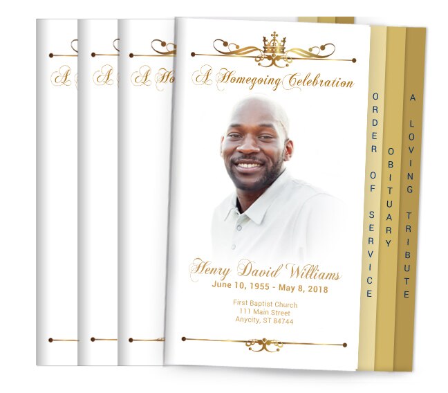 Royalty 8-Sided Graduated Funeral Program Design & Print (Pack 50).