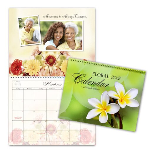 Floral Themed Memorial Calendar.