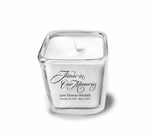 Forever In Our Memories Glass Cube Memorial Candle.