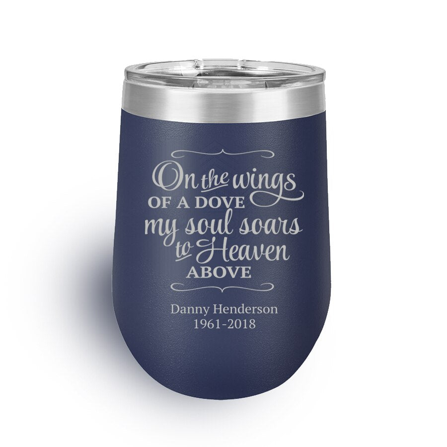 Personalized In Memory Double Stainless Steel Insulated Travel Mug.