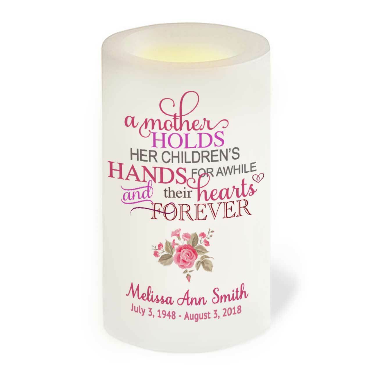 Mothers Personalized Flameless LED Memorial Candle.