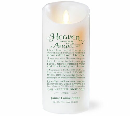 An Angel Personalized Dancing Wick LED Memorial Candle.
