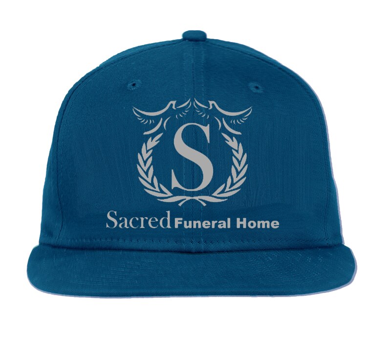 Personalized Funeral Home Logo Flat Bill Baseball Cap.