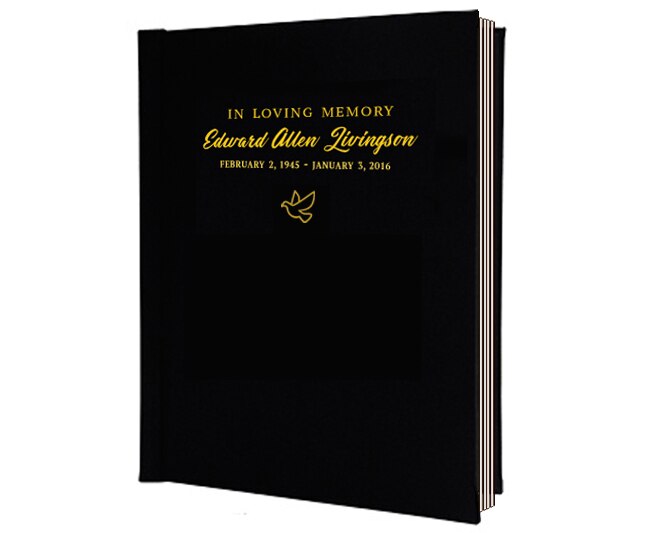 Classic Foil Stamped Portrait Funeral Guest Book.