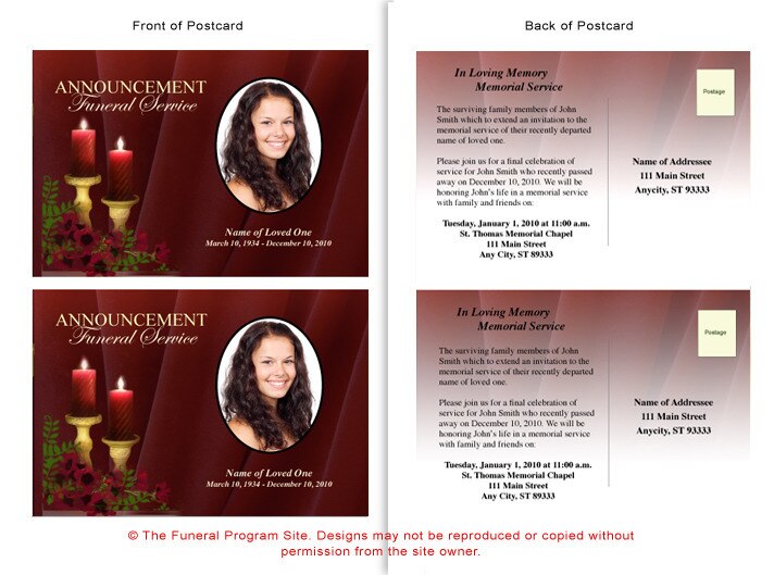 Candlelight Funeral Announcement Template.