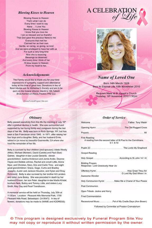 Awareness A4 Funeral Order of Service Template.