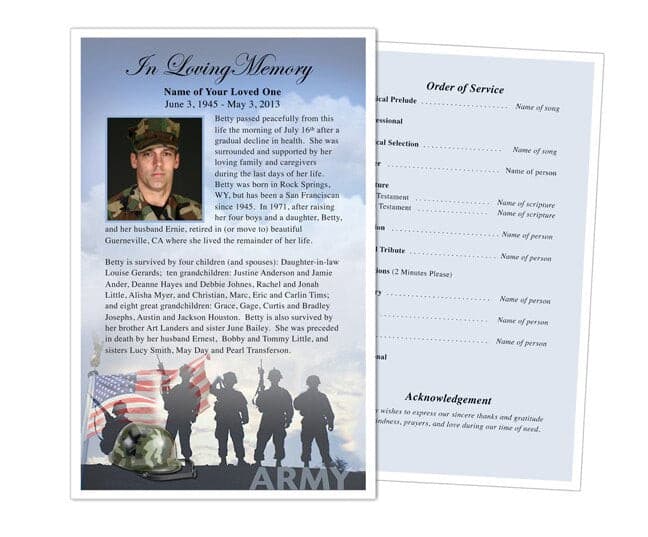 Army Funeral Flyer Template.