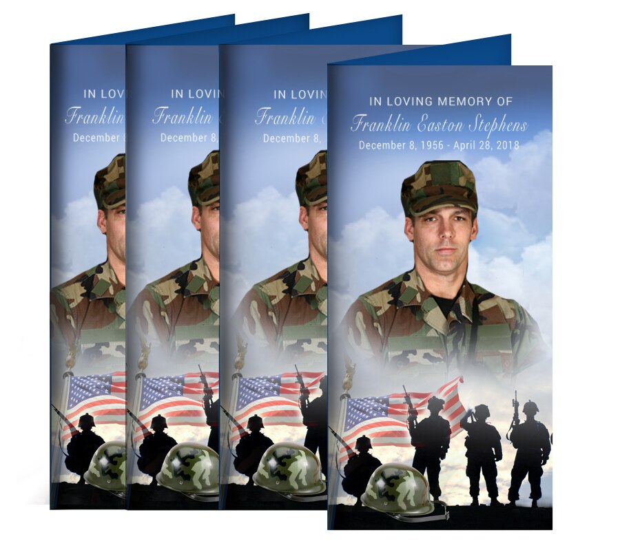 Army Long Fold Funeral Program Design & Print (Pack of 50).