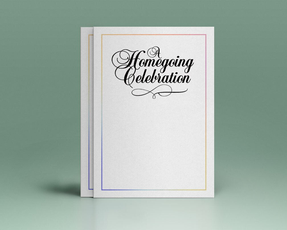 A Homegoing Celebration Funeral Program Title.