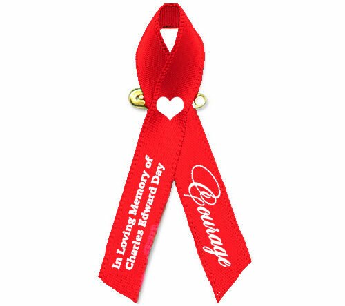 Personalized Stroke, Heart Disease Personalized Awareness Ribbon (Red) - Pack of 10.