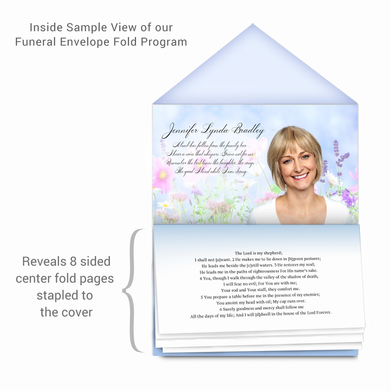 Wildflowers Envelope Fold Funeral Program Design & Print (Pack of 50).