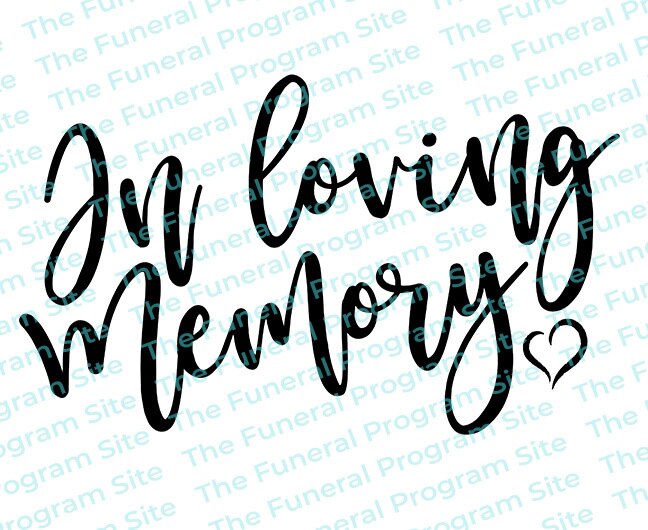 In Loving Memory Heart Funeral Program Title.