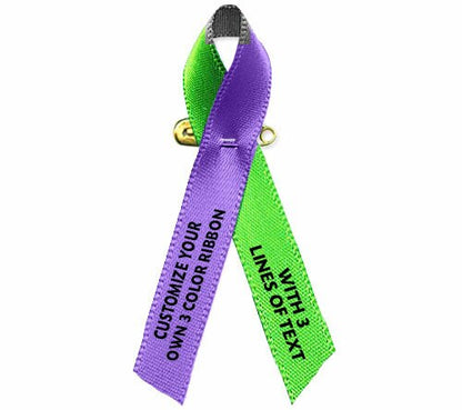 Personalize Your Own 3 Color Awareness Ribbon - Pack of 10.