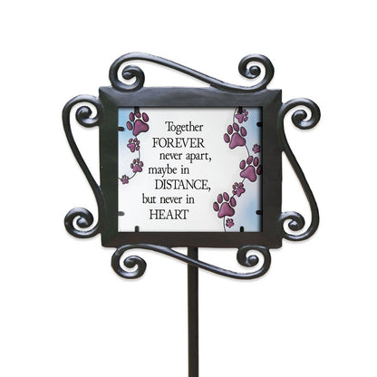 Together Forever Pet Inspirational Large Glass Garden Stake.