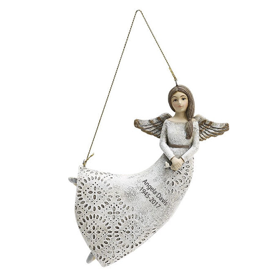 Hanging In Loving Memory Angel With Clasp Hand Figurine.