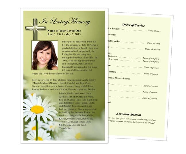 Daisy Funeral Flyer Template.