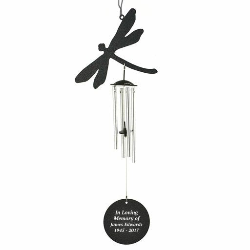 Personalized Dragonfly Silhouette In Loving Memory Memorial Wind Chime.