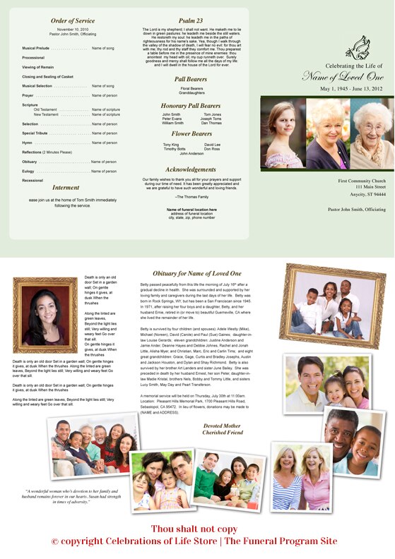 Contemporary Trifold Funeral Brochure Template.