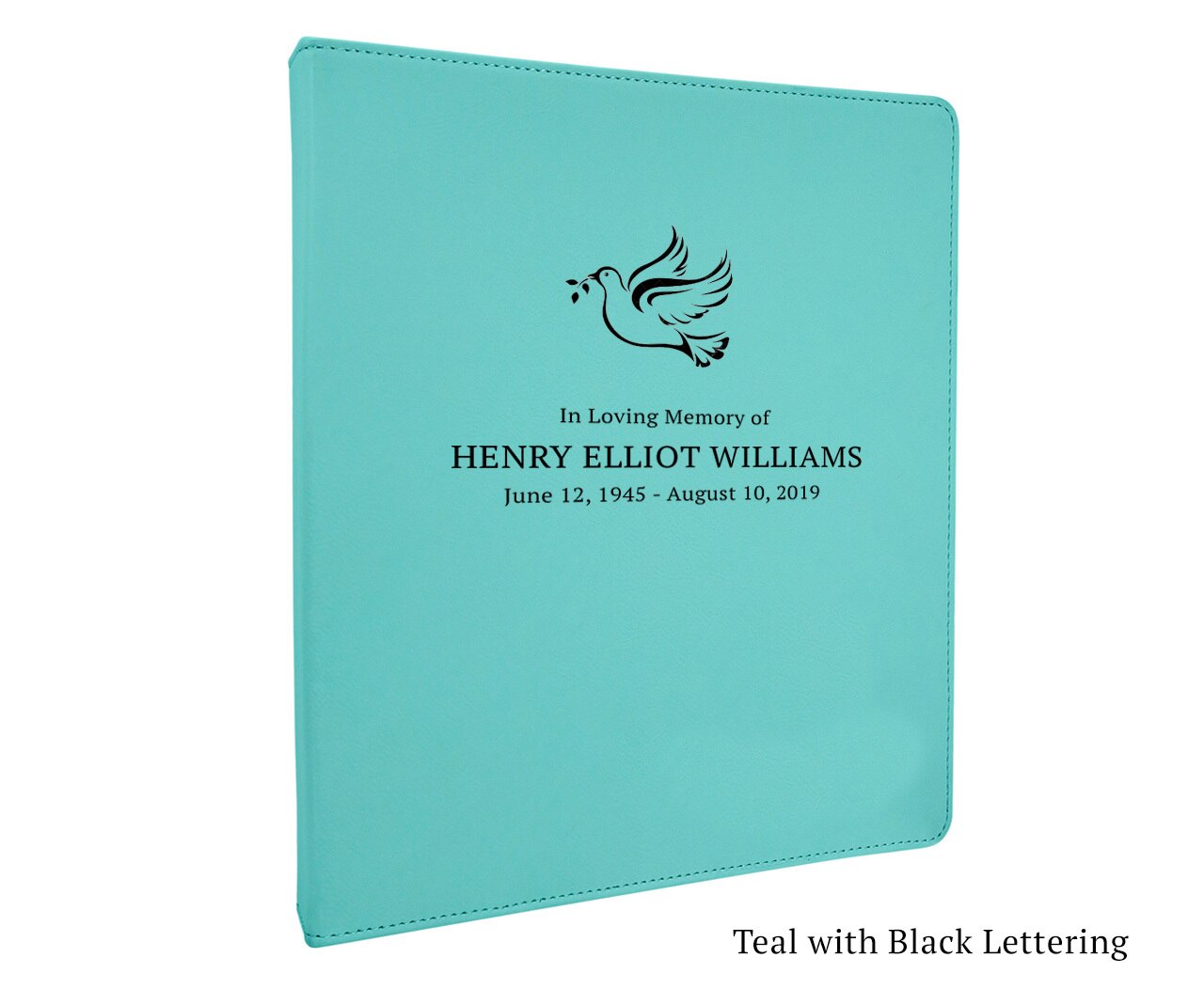Funeral Guest Book Binder Leatherette Suede Dove of Peace.