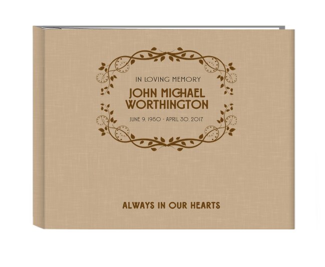 Always In Our Hearts Linen Cover Guest Book.