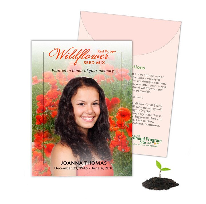 Red Poppy Custom Wildflower Seed Packet (Pack of 10).