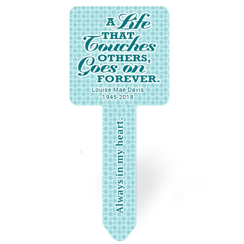 Teal Dots Personalized Memorial Garden Plant Stake.