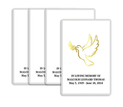Metallic Dove Funeral Prayer Card  Design & Print (Pack of 50).