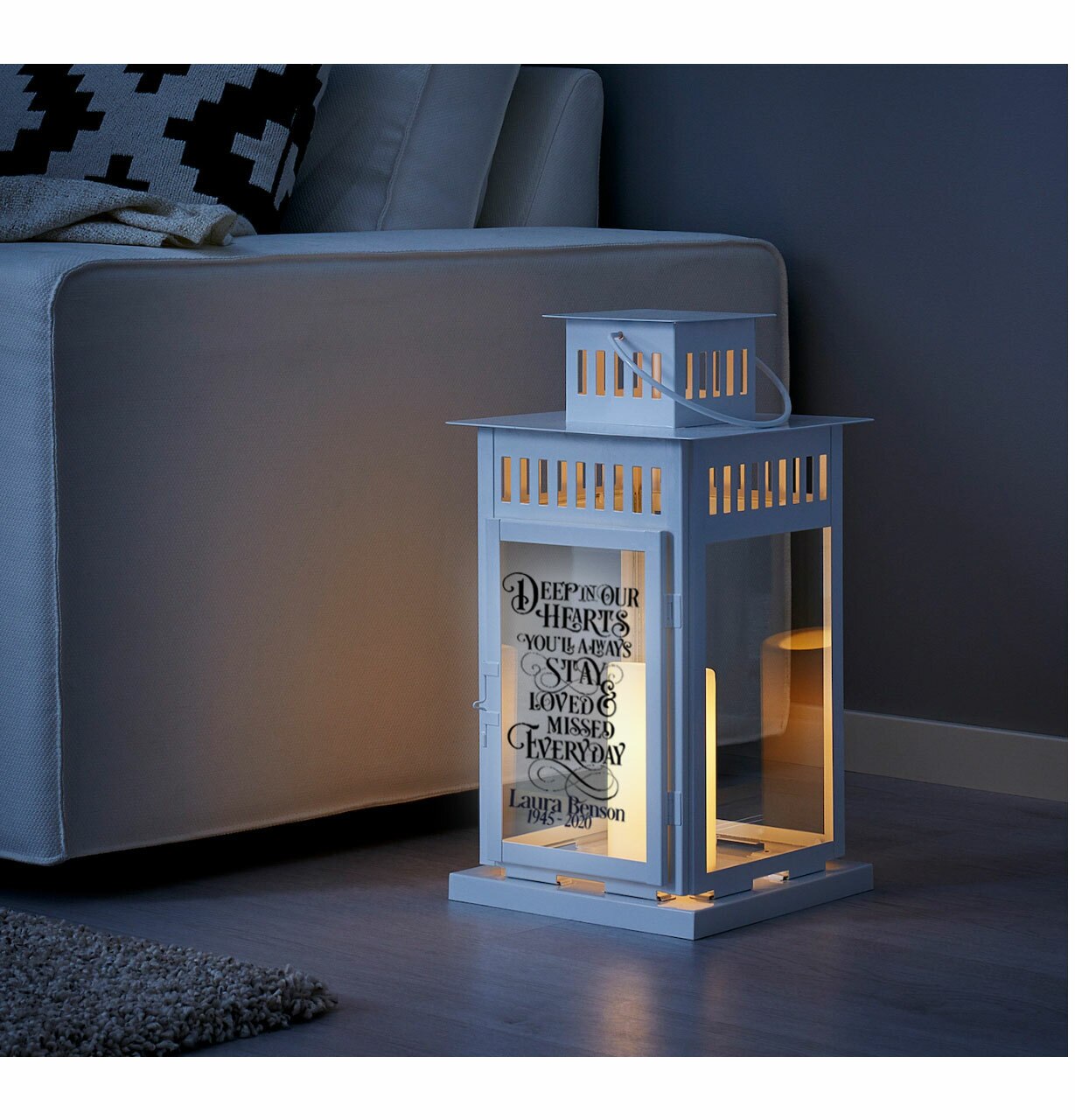 Deep In Our Hearts Memorial Lantern With LED Candle.