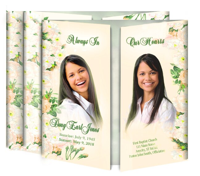 Flower Garden Gatefold Funeral Program Design & Print (Pack of 50).