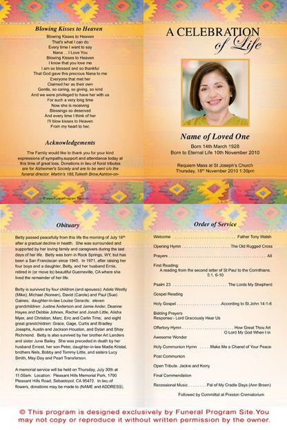 DeColores A4 Funeral Order of Service Template.