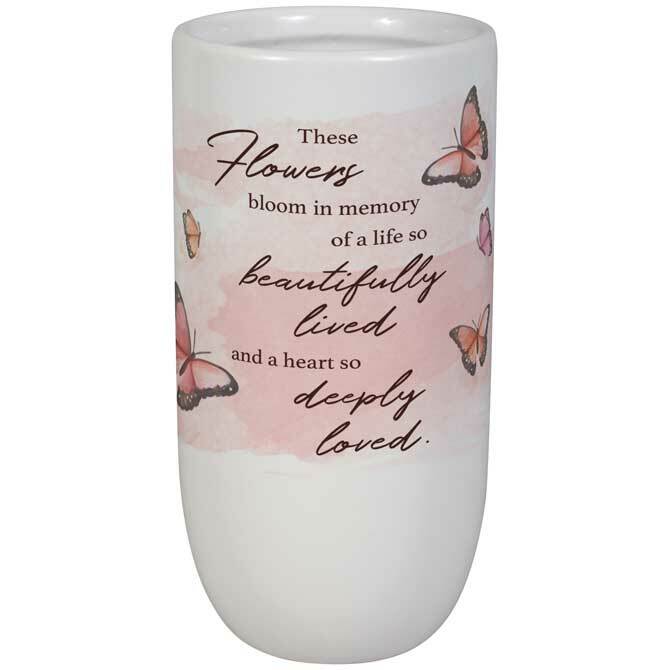Life So Beautifully Lived Ceramic Memorial Vase.