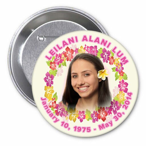 Aloha Lei Memorial Button Pin (Pack of 10).