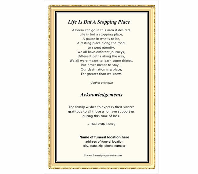24K 4-Sided Graduated Funeral Program Template.