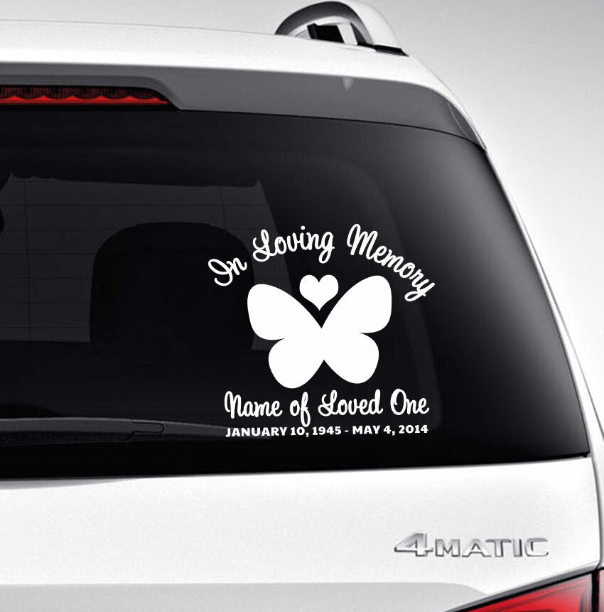 Butterfly In Loving Memory Car Decal.