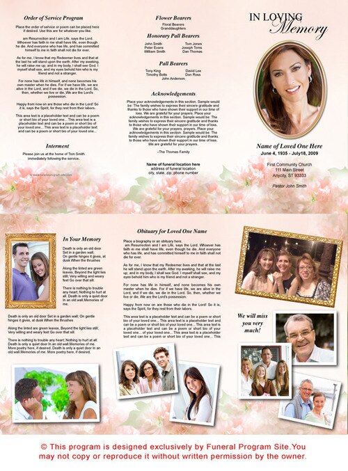 Garland TriFold Funeral Brochure Template.