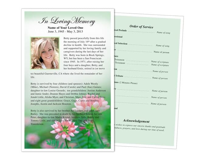Ambrosia Funeral Flyer Template.