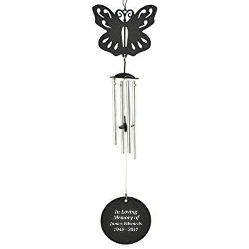 Personalized Butterfly Silhouette In Loving Memory Memorial Wind Chime.