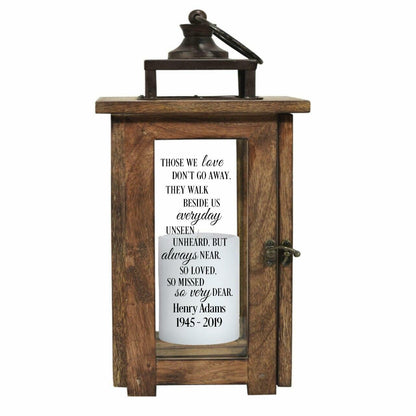 Those We Love Solid Wood Outdoor Memorial Lantern With Wax Candle.